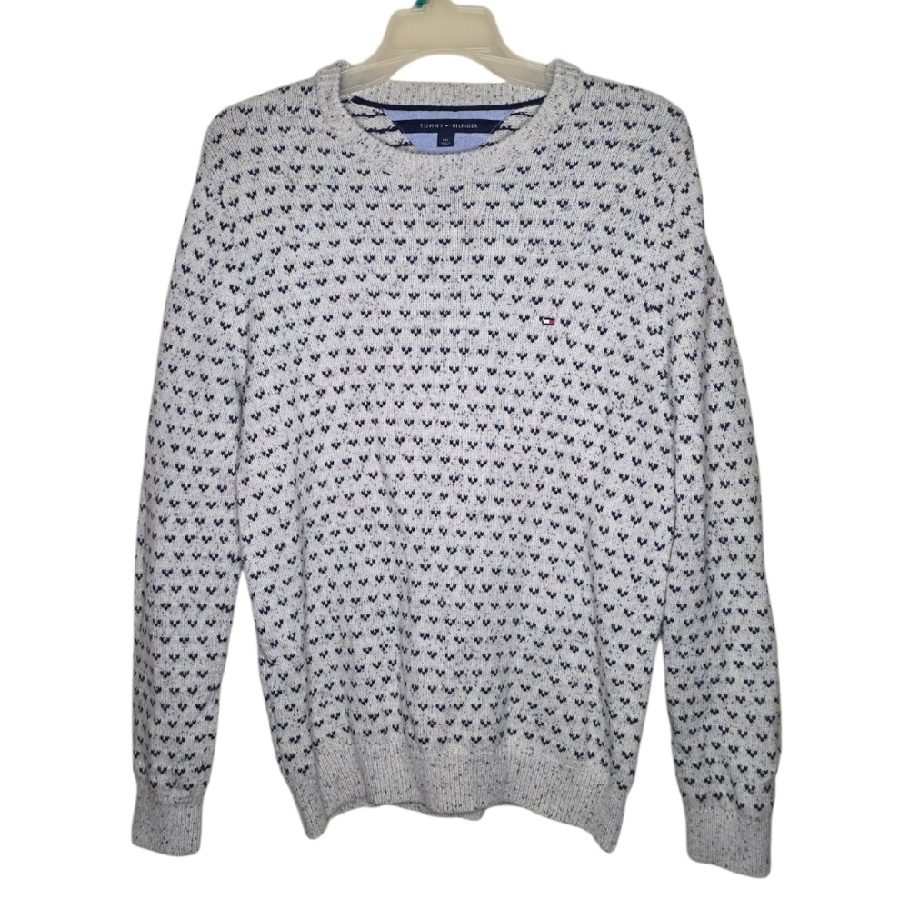 Tommy Hilfiger Crewneck Sweater Speckled V Pattern Size Large